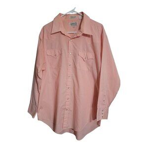 Vtg Sheplers Shirt Men 18/35 Tall Pink Pearl Snap Western Rancher Rodeo Cowboy